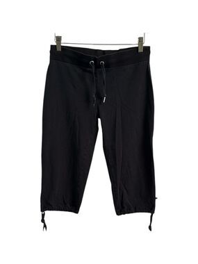 Sweaty Betty Black Drawstring Pull-On Active Capri Pants with Hem Ties Size M